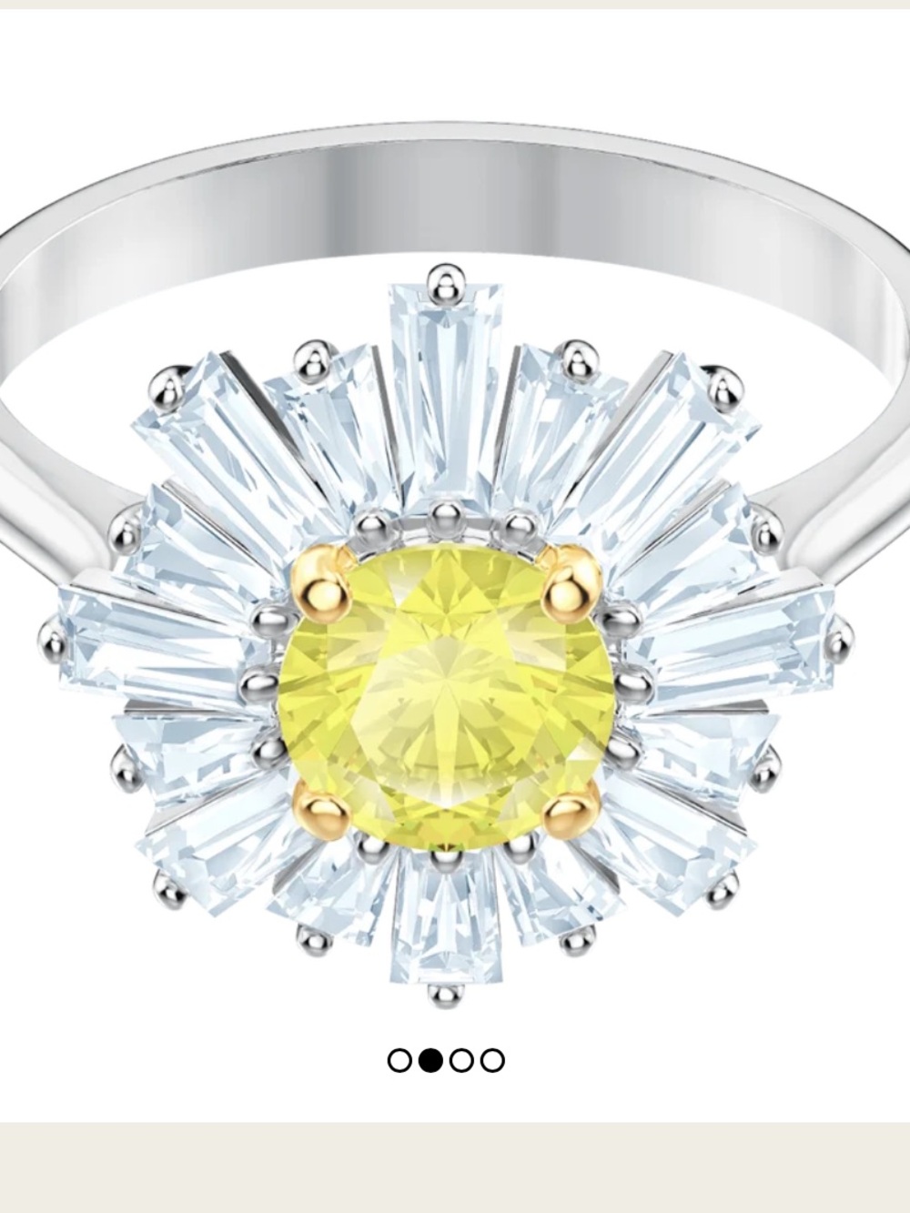 Swarovski Crystal Sunshine Ring Yellow, Rhodium. Size 56/8